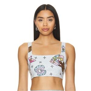 Oceanus beaded Vegas blue crop top revolve bachelorette